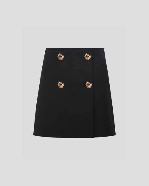 Anne skirt in crepe wool with sculptural buttons