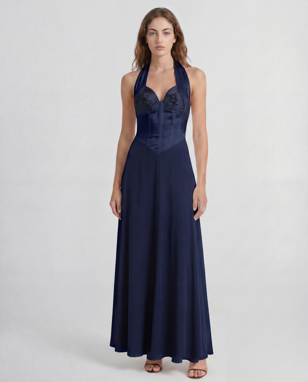 anya blue dress Silk Halterneck in Silk Satin and Crêpe De Chine Costume