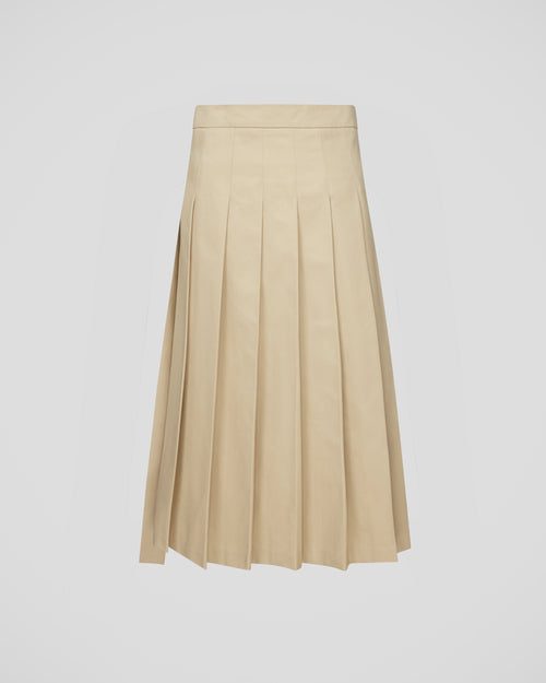 Appiani long skirt in cotton drill with sculptural pleats