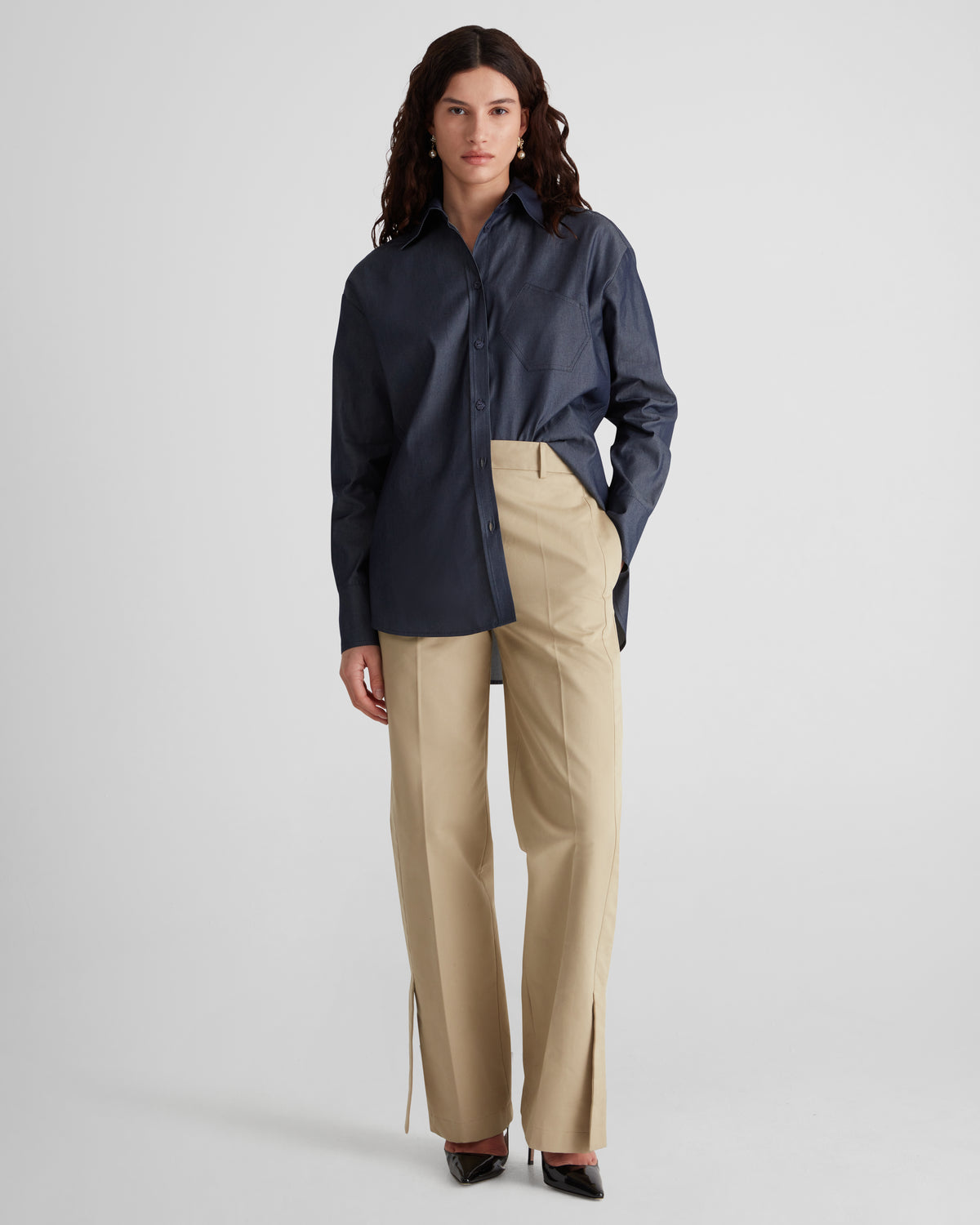 Violi Shirt in blue Chambray Cotton