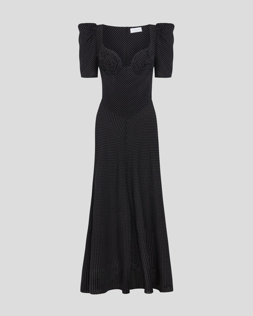 Baccarat polka-dot silk maxi dress with sculptural sleeves