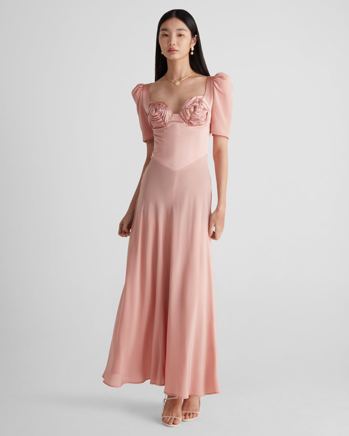Baccarat Silk Dress in pink Silk Satin and Crepe De Chine