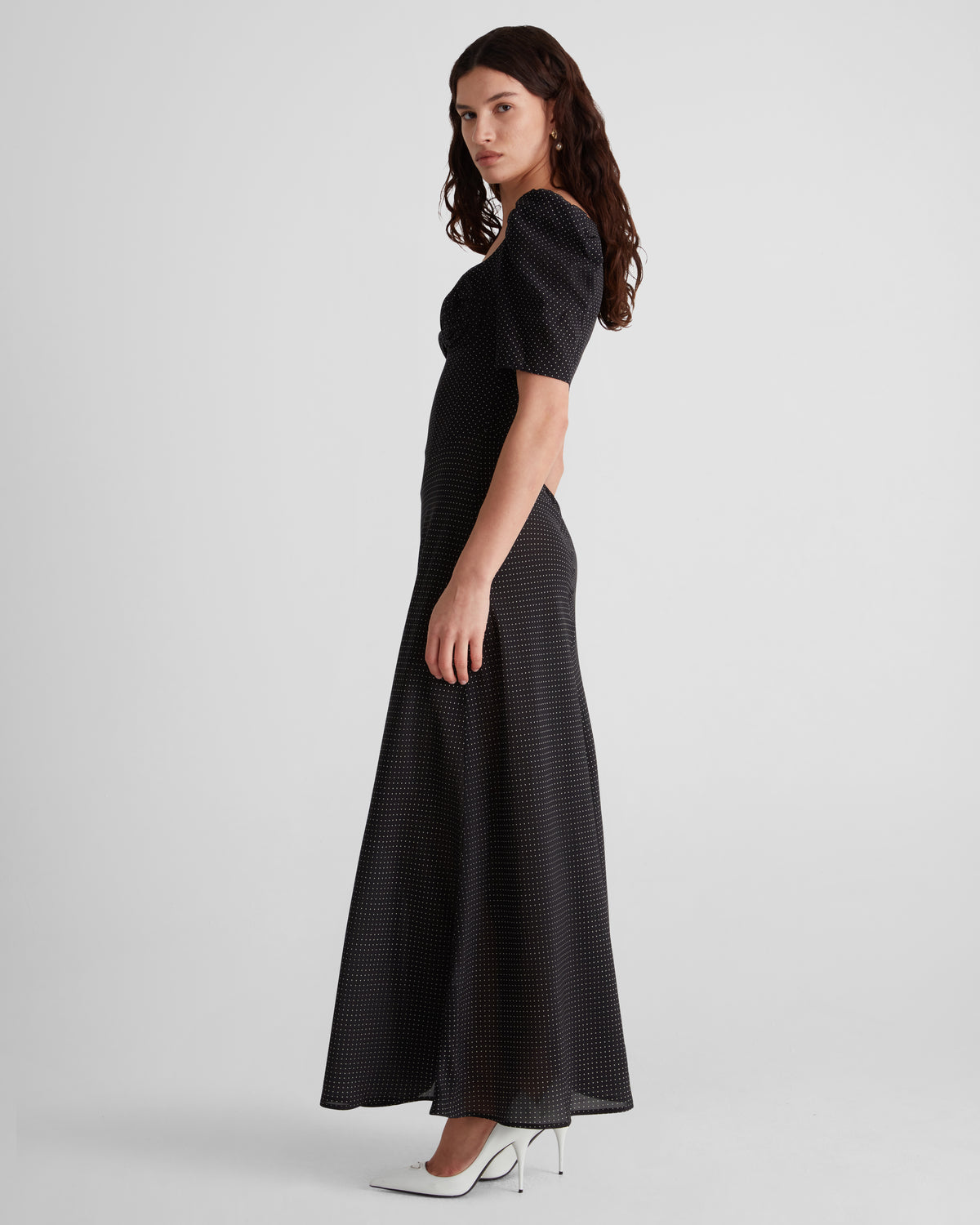 Baccarat Dress in Polka-Dot Silk Crepe De Chine