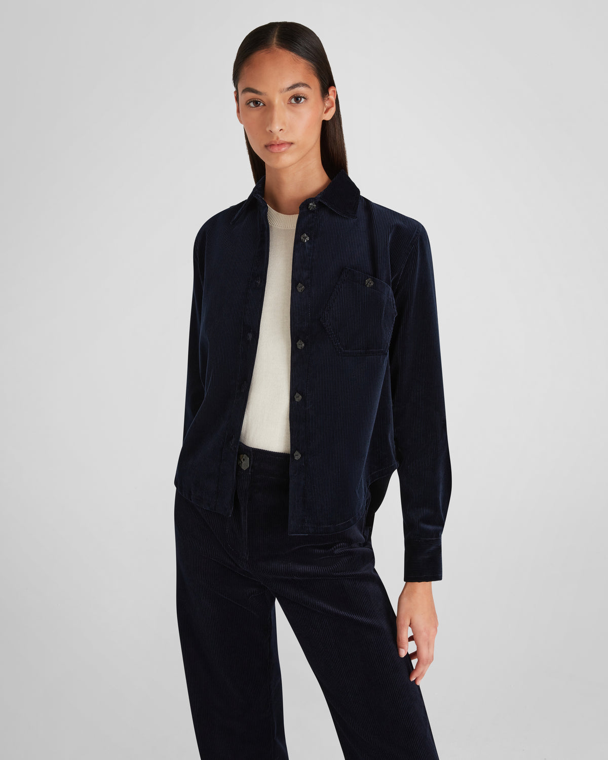 Bartolomeo Shirt in blue Cotton Corduroy