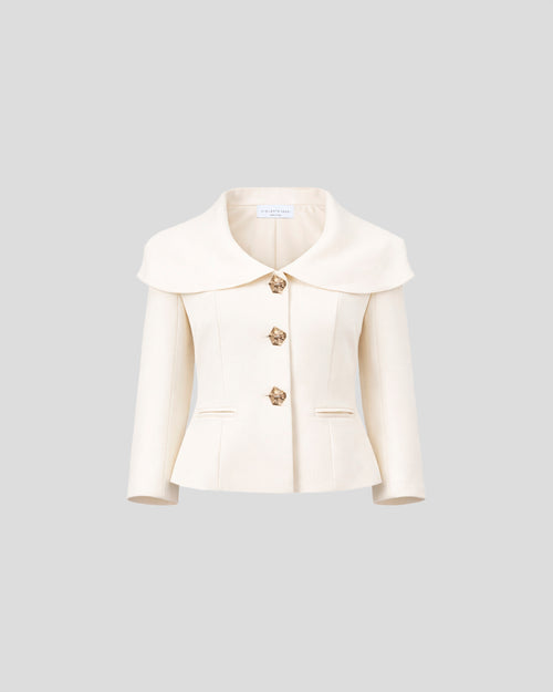 Amato blazer in double crepe wool with a sculptural overlay