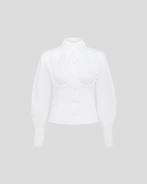 Bellezza cotton shirt with a sculptural pleated bustier