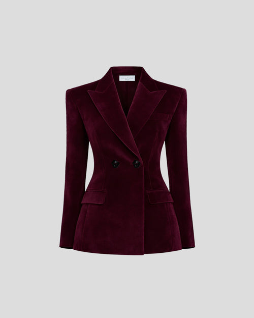 Burri double-breasted blazer in sculptural silk velvet