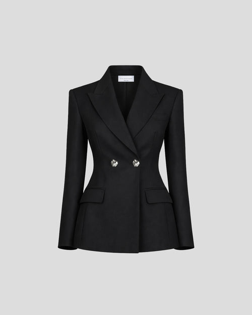 Burri wool blazer with a double-breasted sculptural form