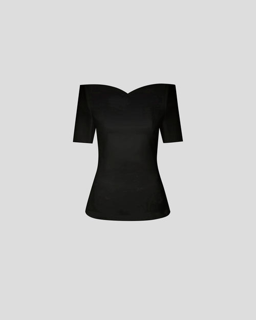 Carrisi top with a sculptural off-the-shoulder neckline