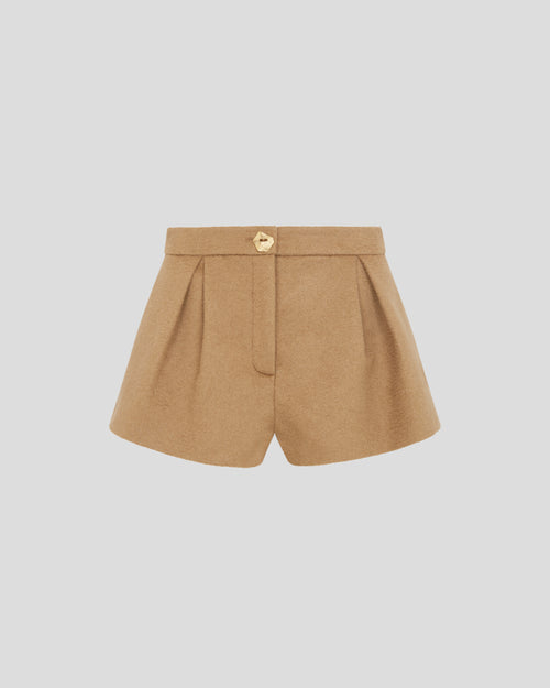 Pasolini shorts in sculptural zibellino with A-line pleats