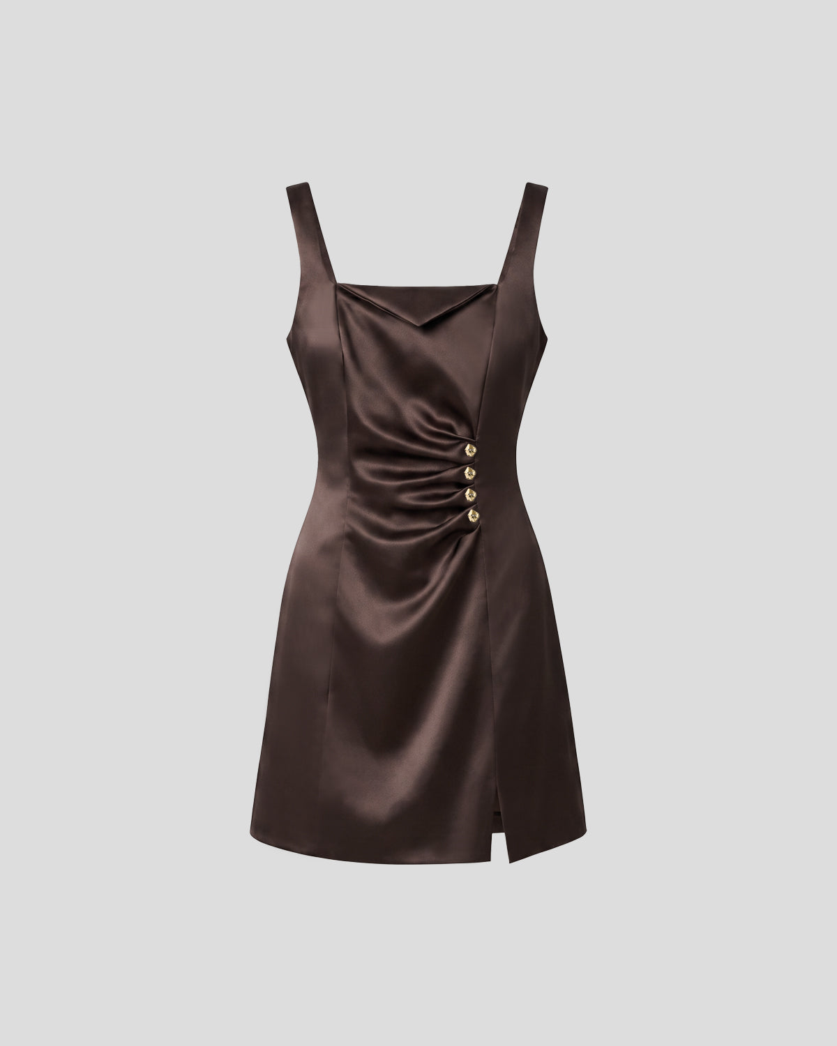 Carsten Dress in brown Cady Satin