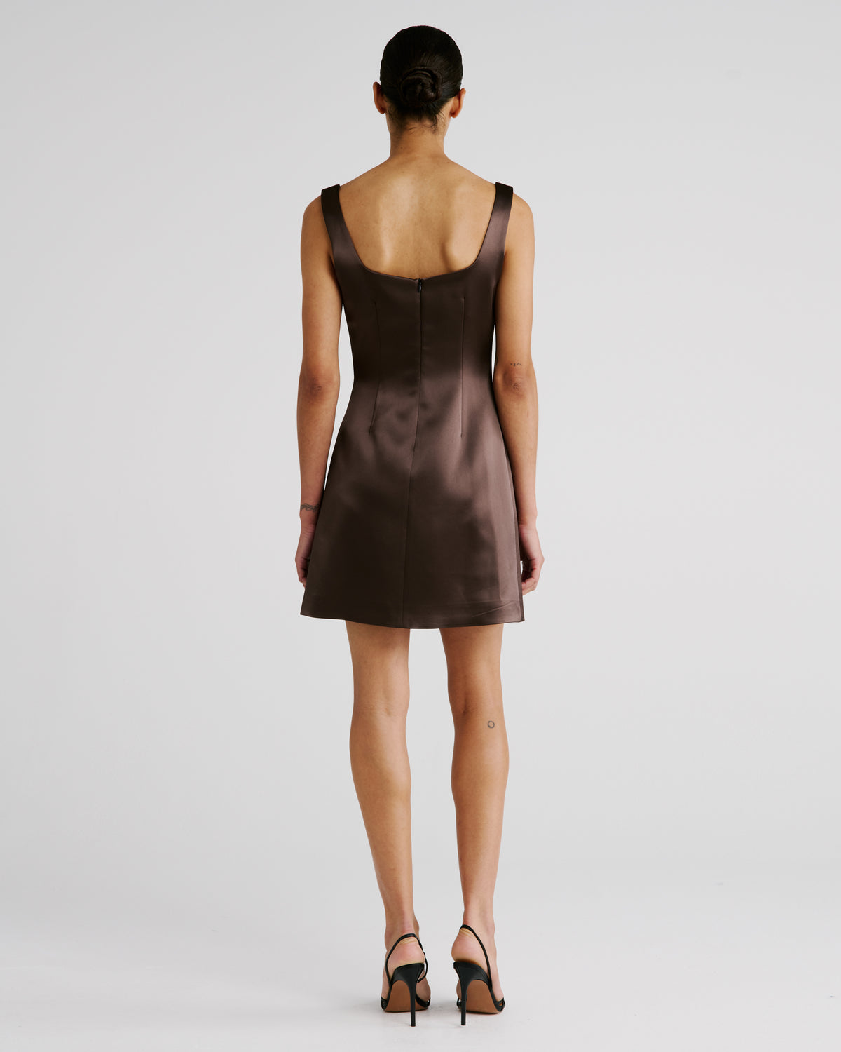 Carsten Dress in brown Cady Satin
