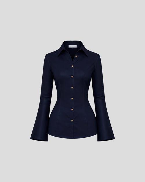 Cayo belted shirt in comfort cotton of intentional form