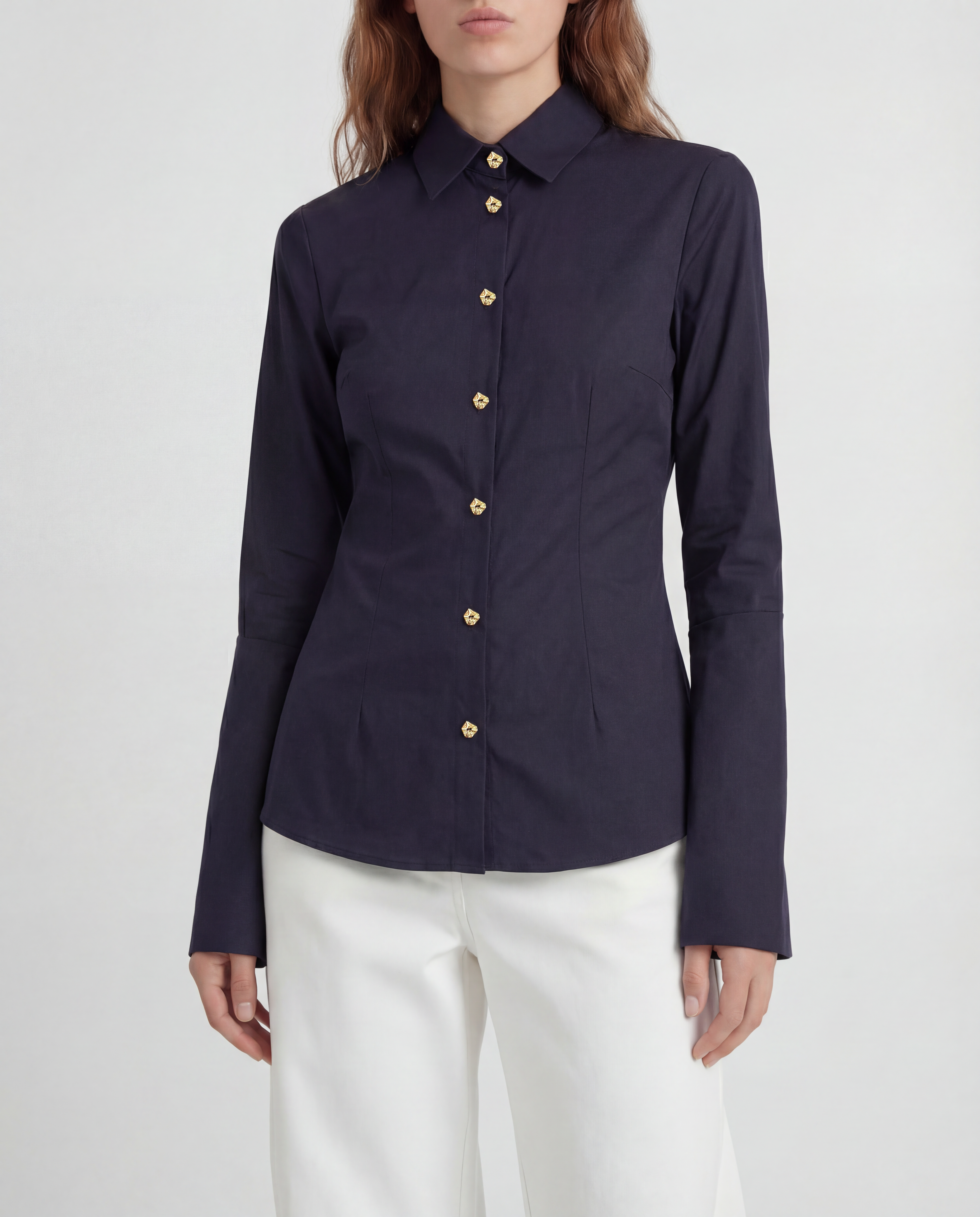 Cayo belted shirt in comfort cotton of intentional form