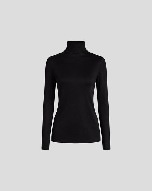 Cesar long sleeve turtleneck top in sculptural silk jersey