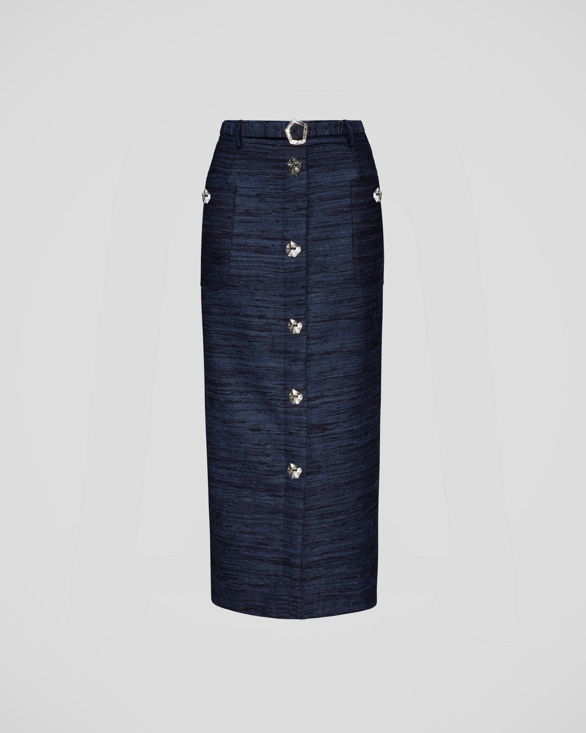 Corot skirt in silk tweed with a sculptural belted waist