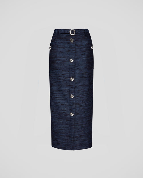 Corot skirt in silk tweed with a sculptural belted waist