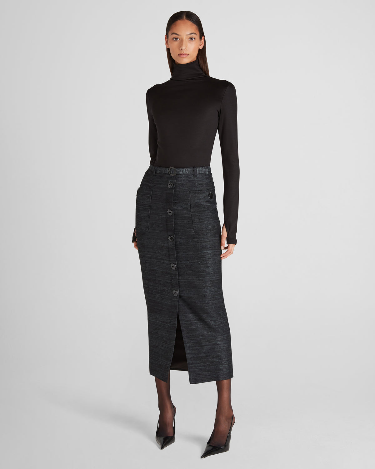 Cesar Top in black silk Jersey Sontuoso