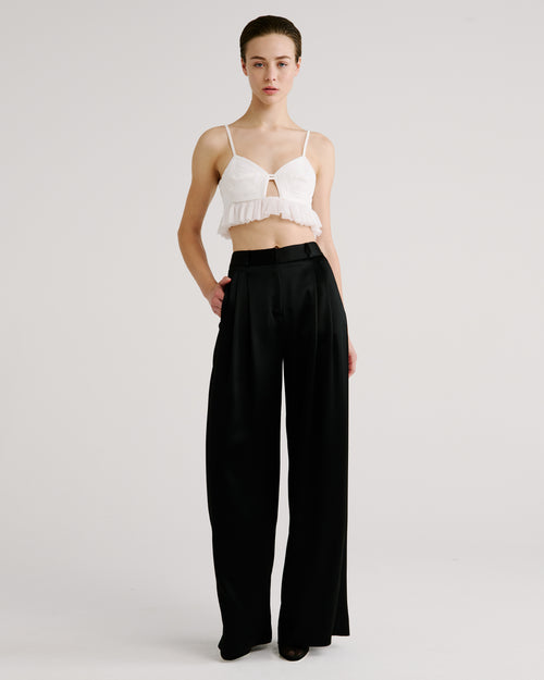 Keckler Trousers in black Cady Satin