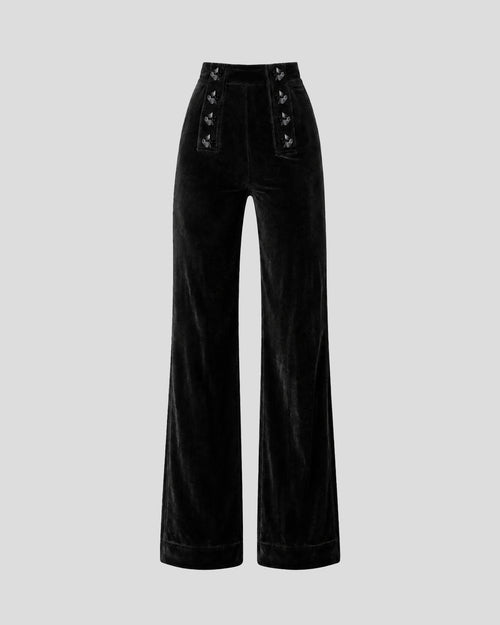 Davinhor Trousers in black Silk Velvet