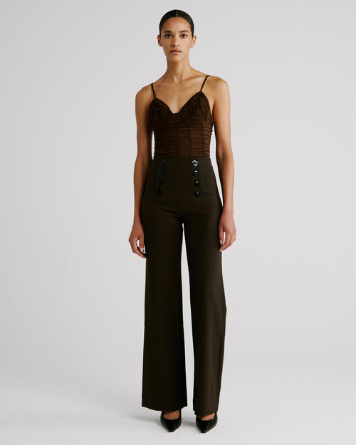 Davinhor Trousers in brown Wool Crepe
