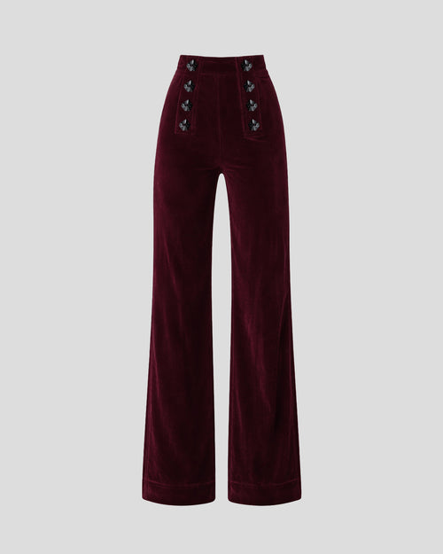 Davinhor trousers in silk velvet with a sculptural flare
