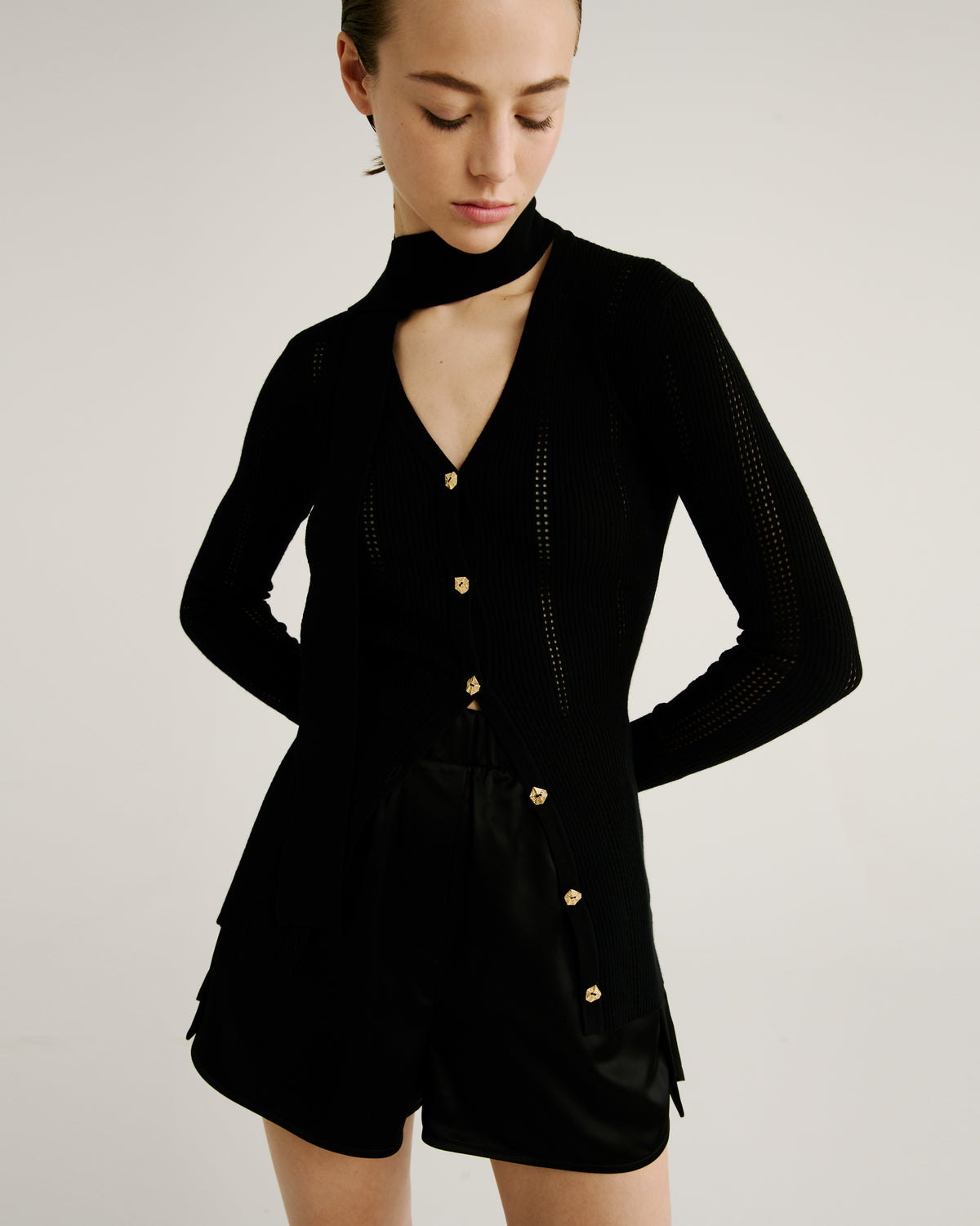 Hopper Shorts in black Cady Satin