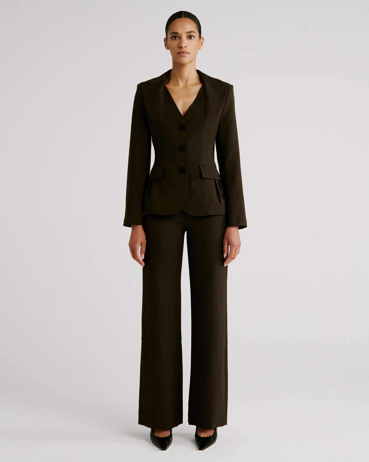 Davinhor Trousers in brown Wool Crepe