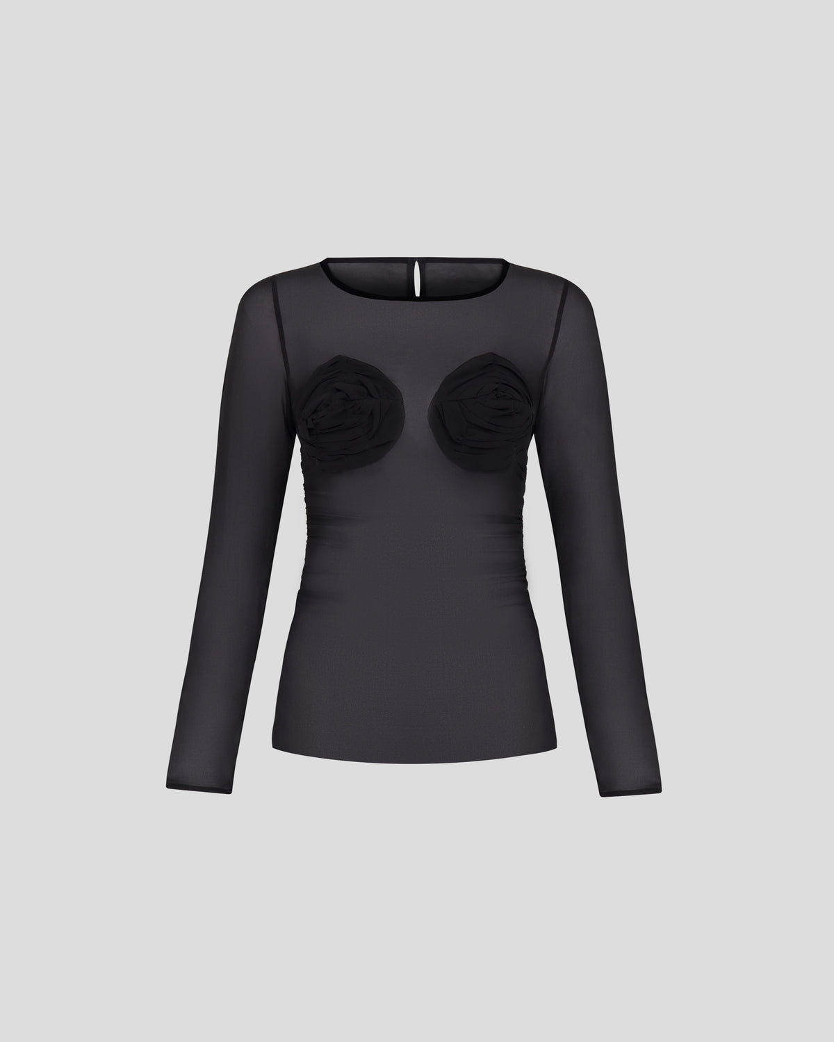 Doria top in sheer silk-georgette with sculptural ruching