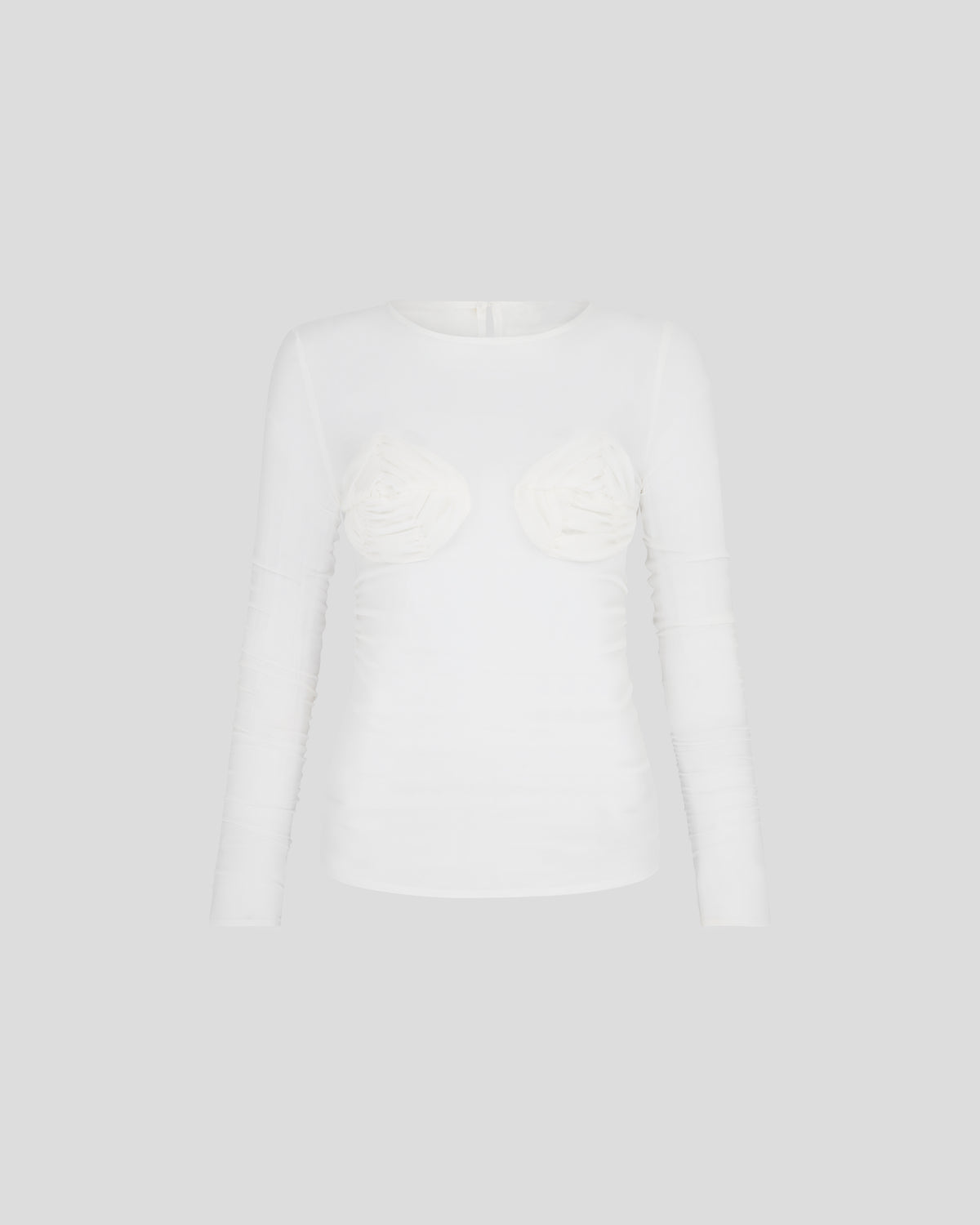 Doria top in sheer silk georgette with sculptural ruching
