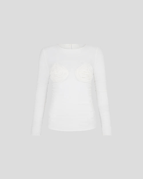 Doria top in sheer silk georgette with sculptural ruching