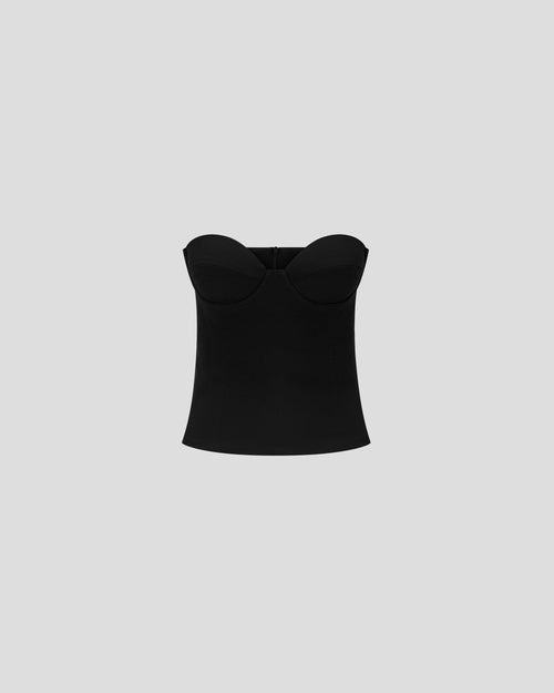 Dumas bustier top in sable cady with sculptural boning