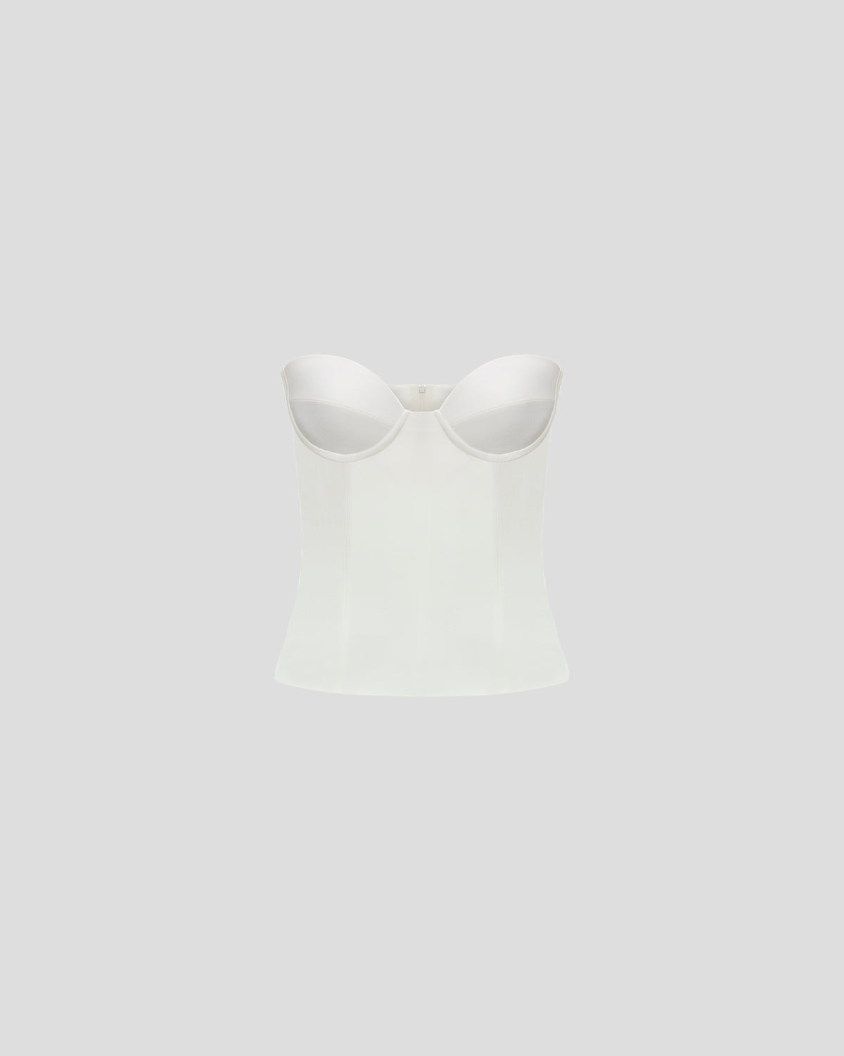 Dumas bustier top in sable cady with sculptural boning