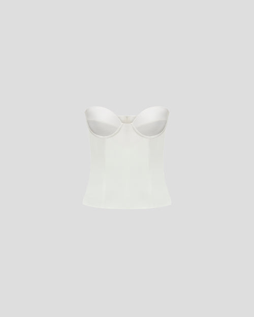 Dumas bustier top in sable cady with sculptural boning