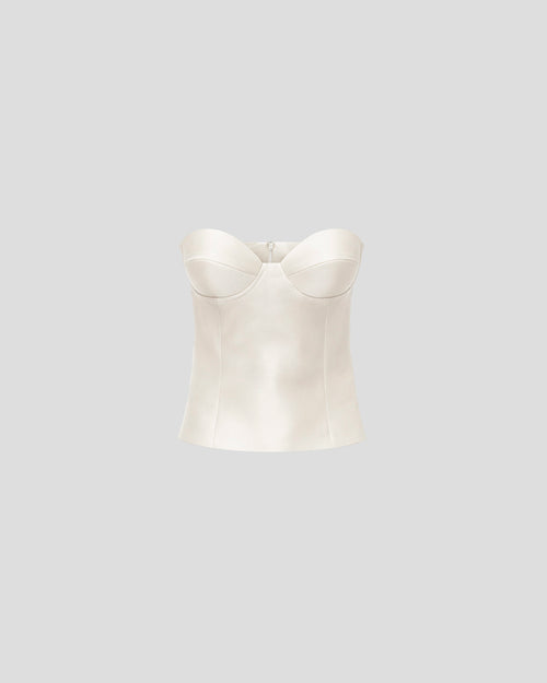 Dumas bustier top in silk mikado with sculptural boning