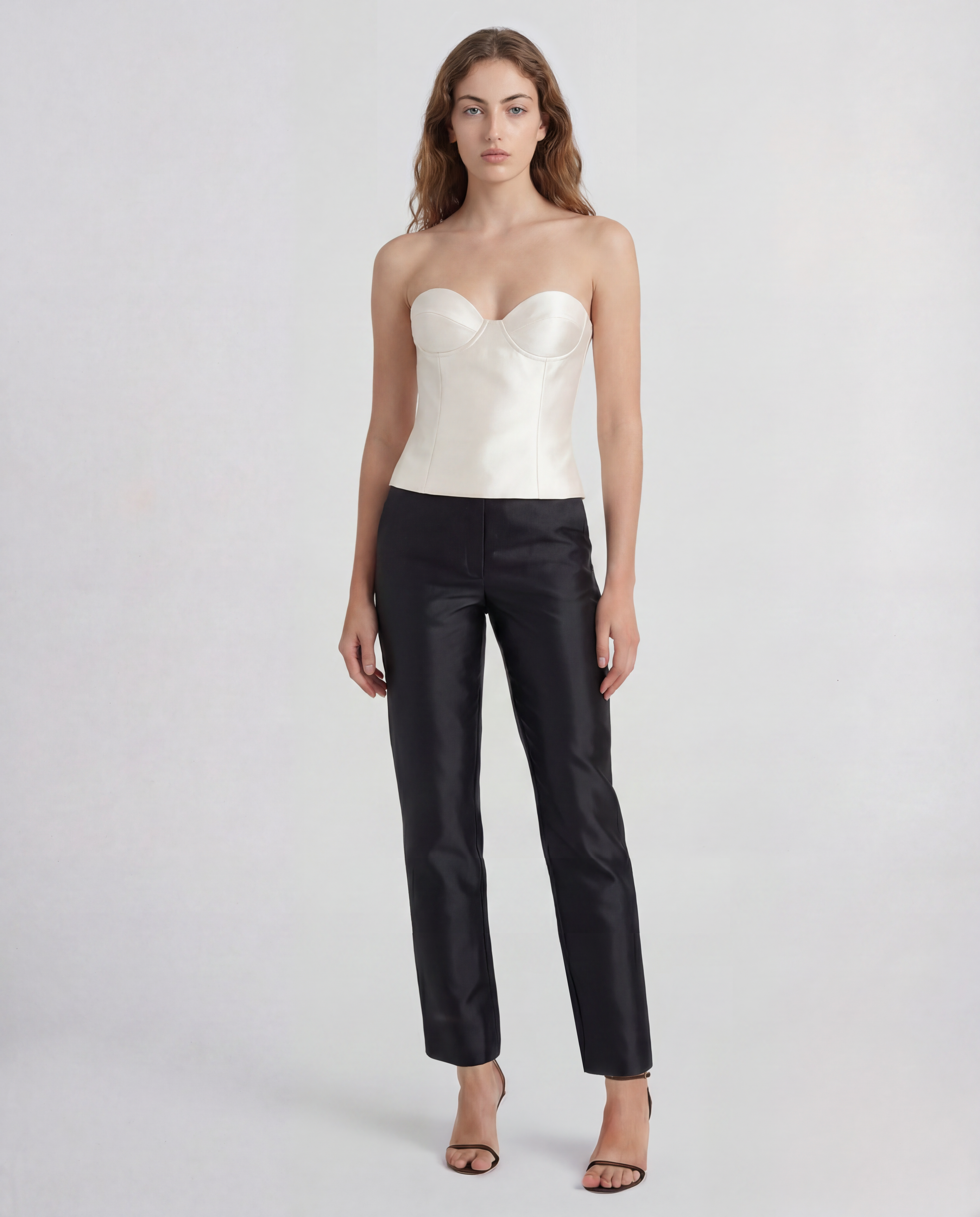Dumas bustier top in silk mikado with sculptural boning