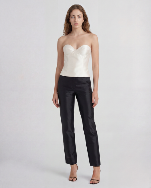 Dumas Bustier Top in ivory Silk Mikado