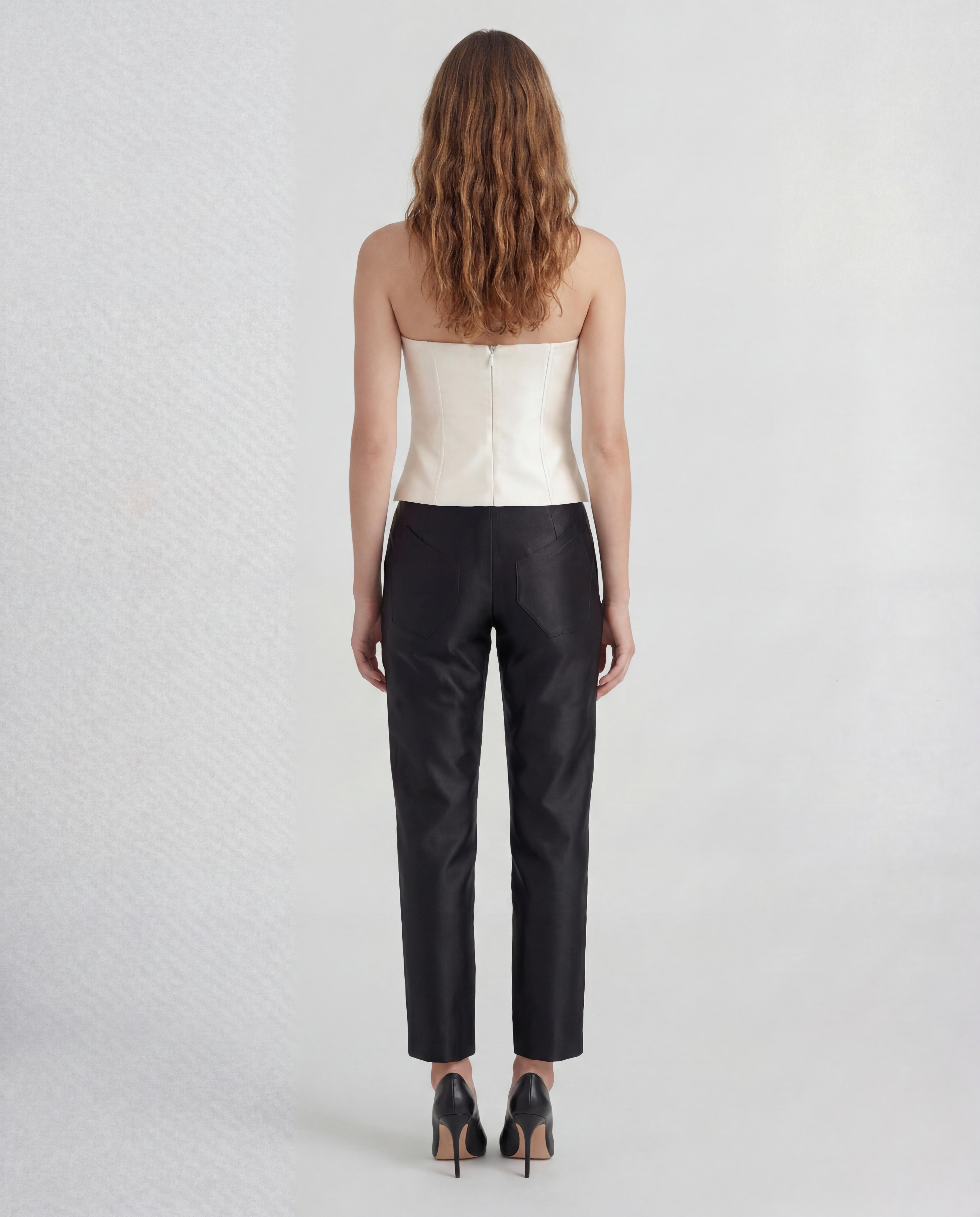 Dumas bustier top in silk mikado with sculptural boning