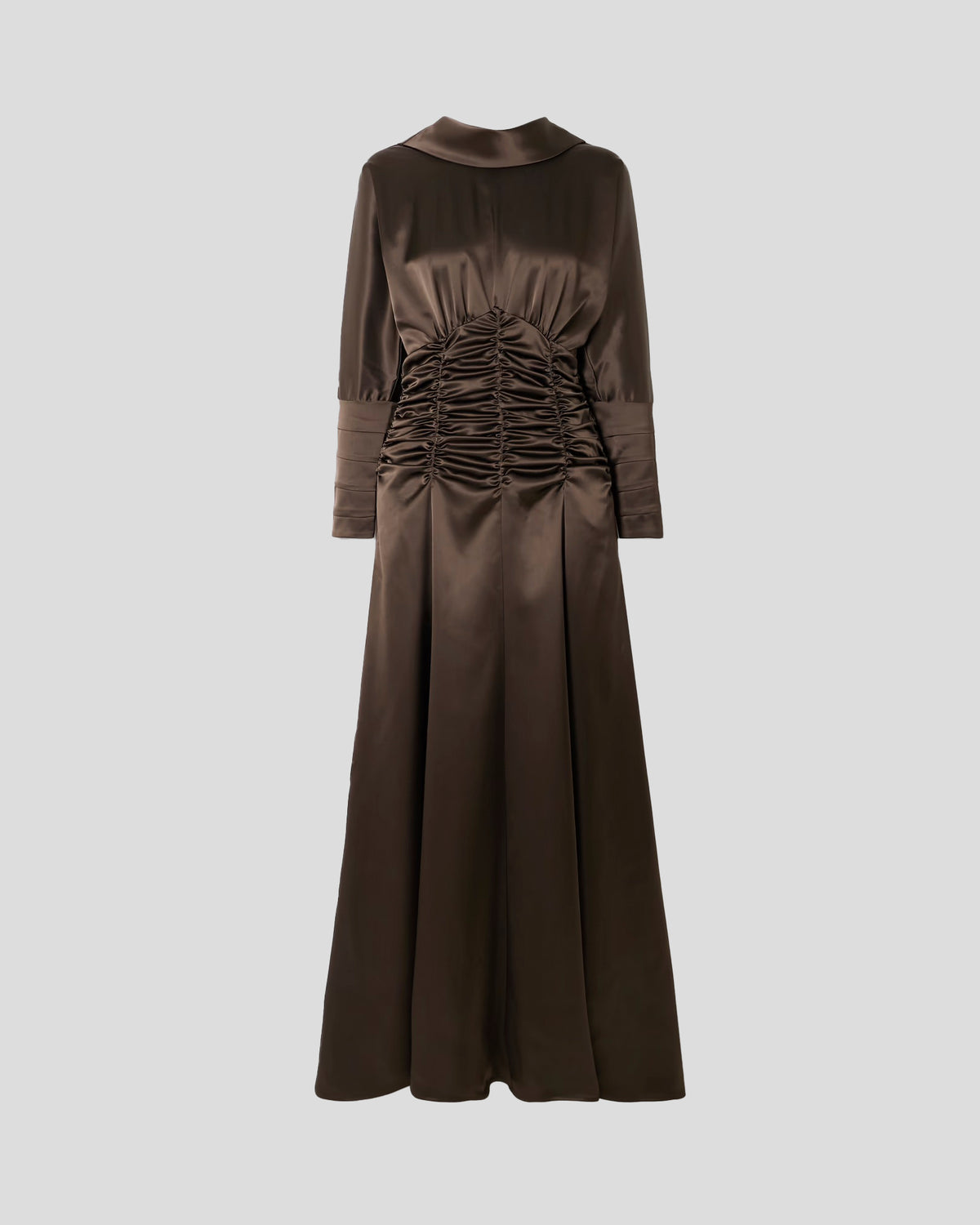 Edgar Dress in brown Cady Satin
