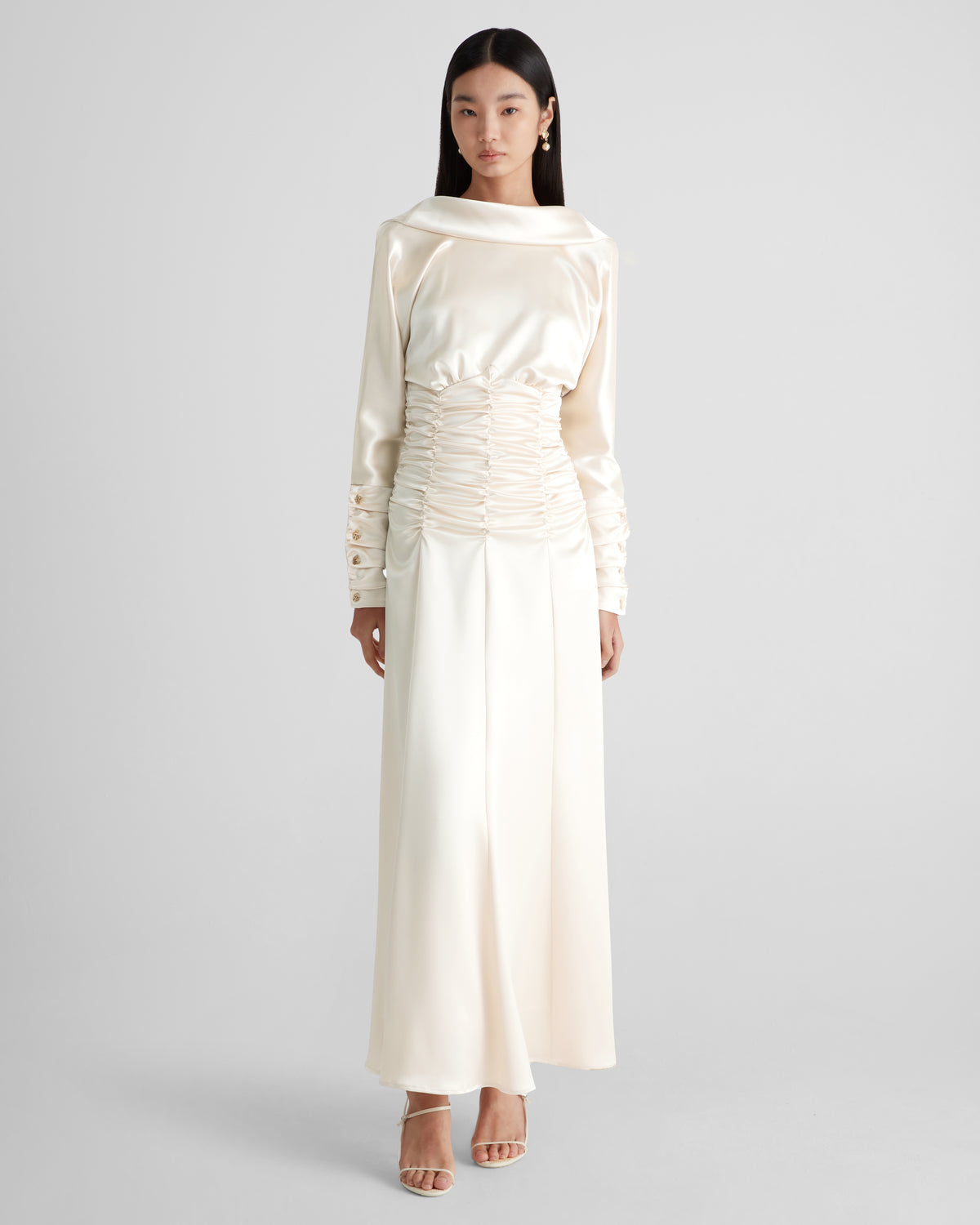 Edgar Dress in ivory Cady Satin