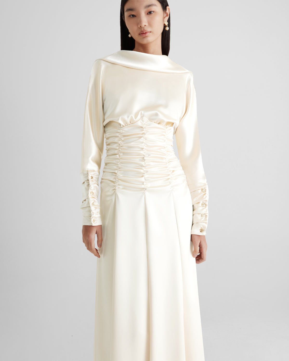 Edgar Dress in ivory Cady Satin