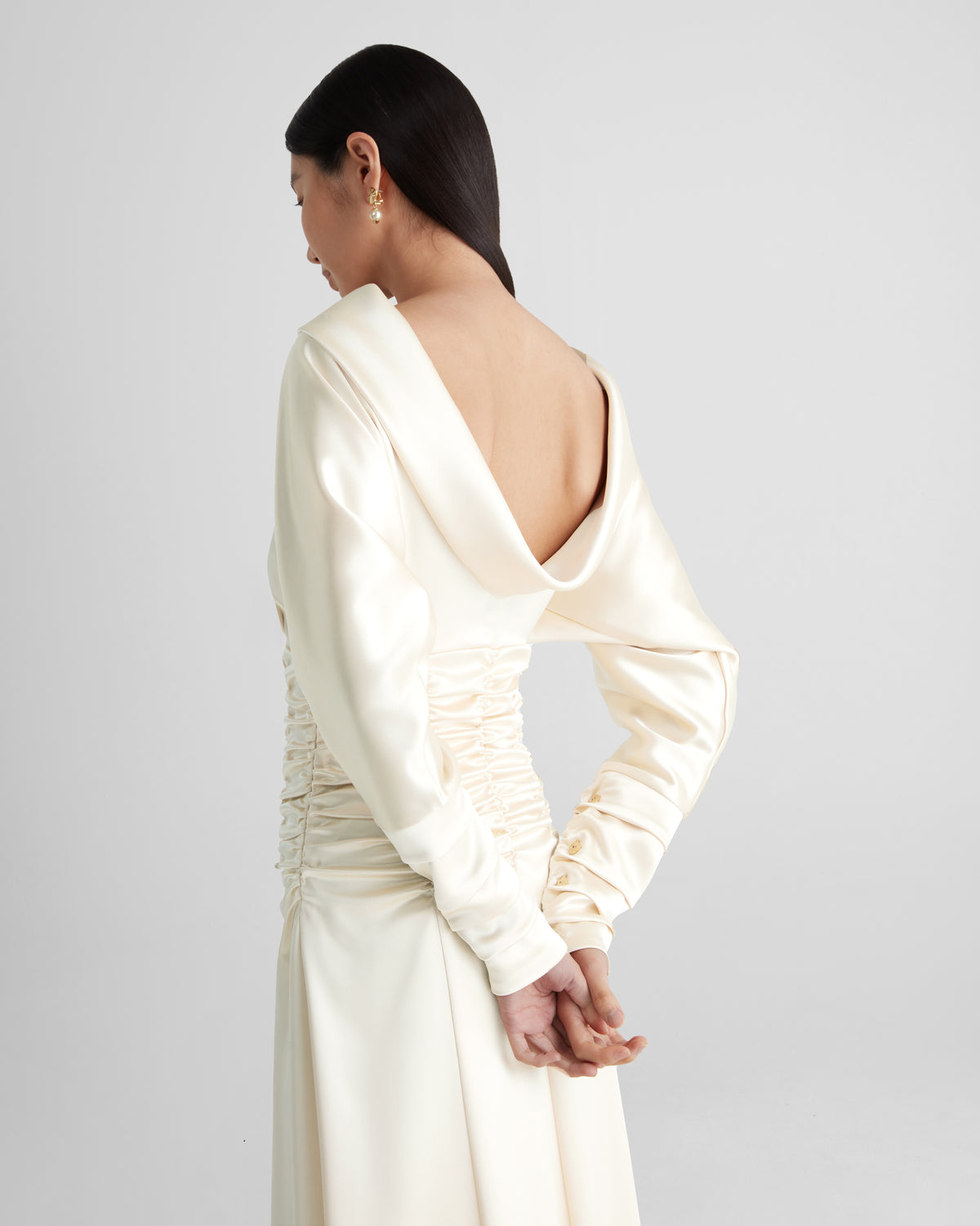 Edgar Dress in ivory Cady Satin
