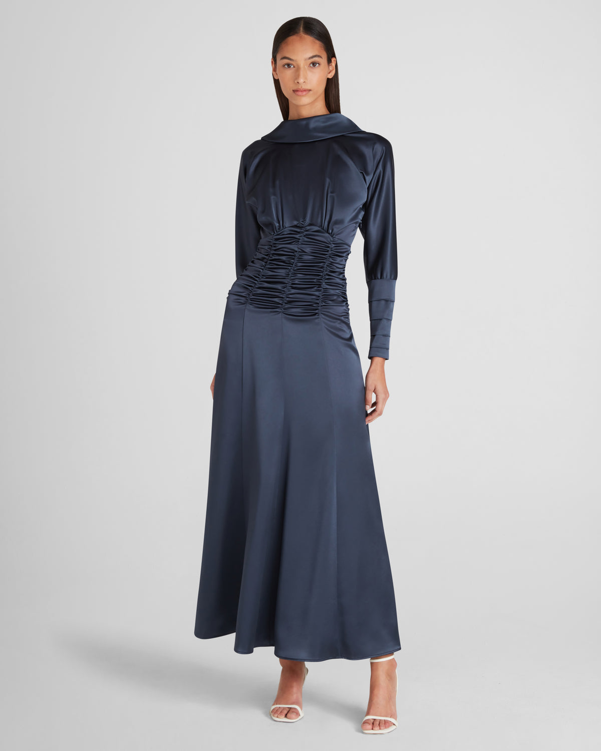 Edgar Dress in blue Cady Satin
