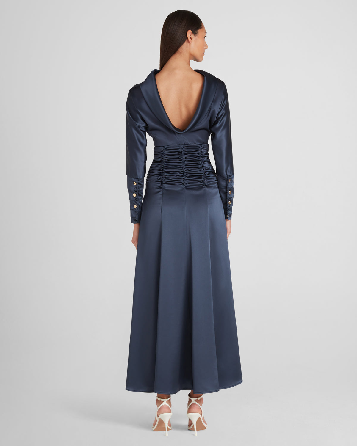 Edgar Dress in blue Cady Satin