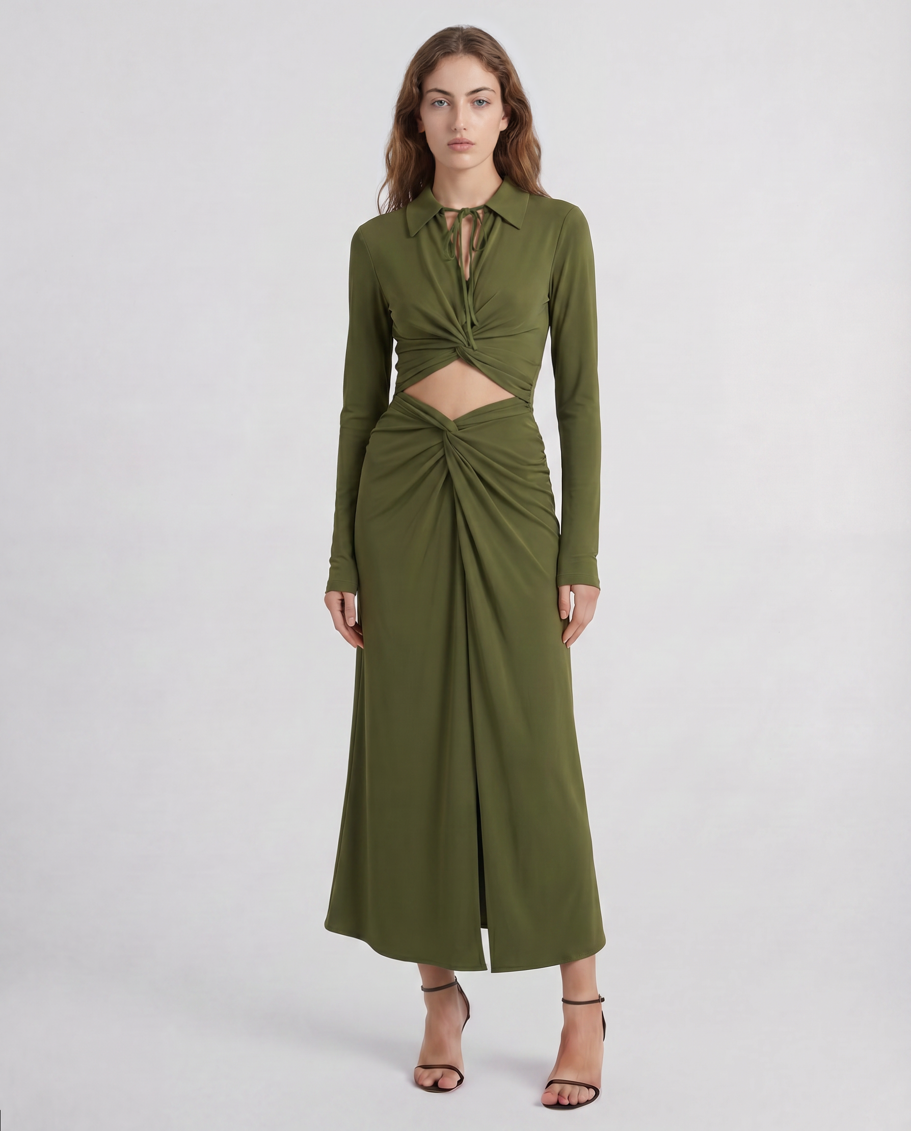 Eiza crop top in crepe jersey with sculptural twist-front