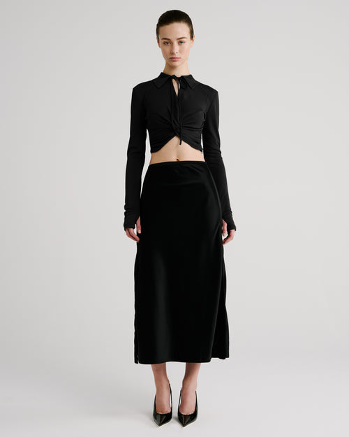 Goya Skirt in black Cady Satin