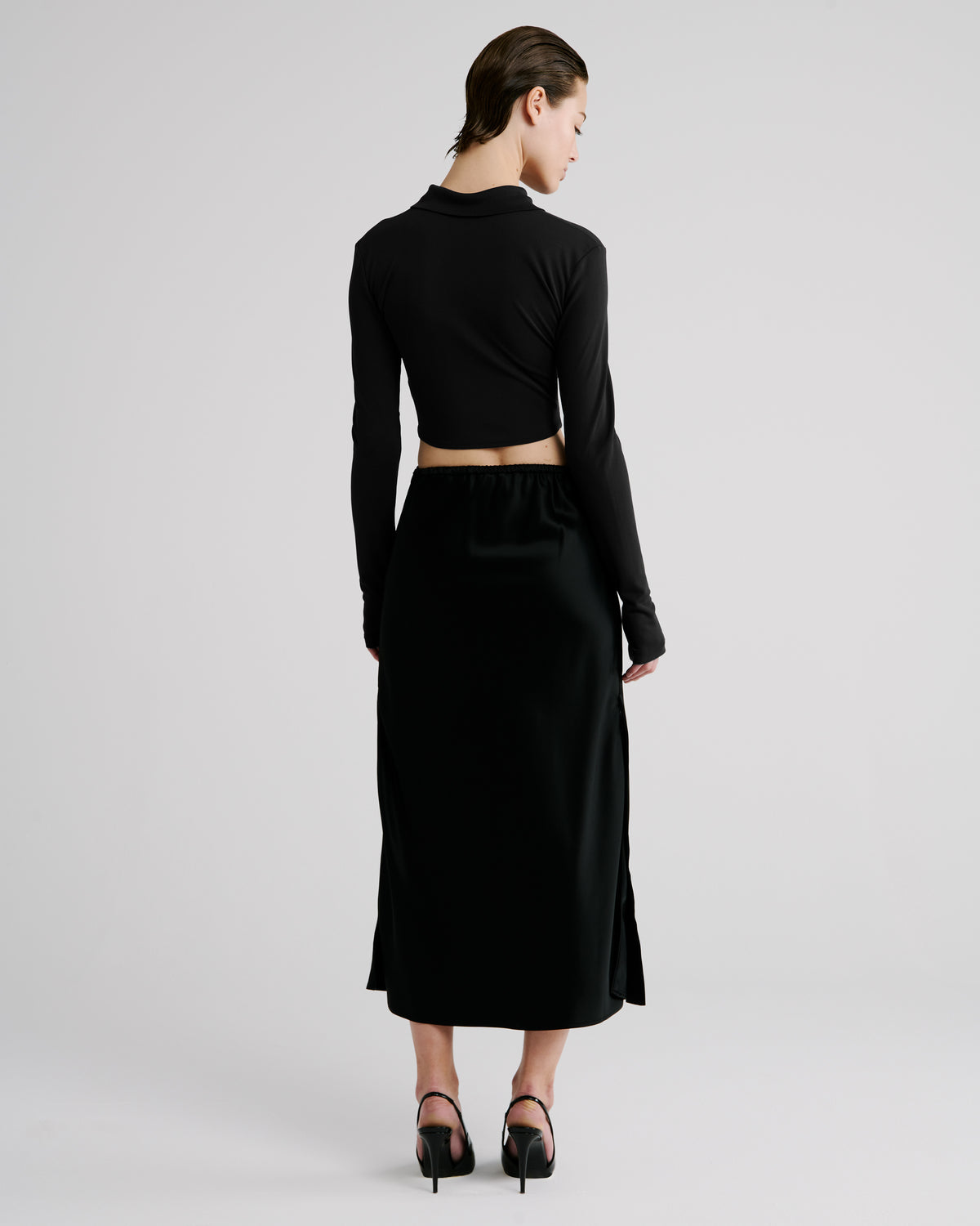 Goya Skirt in black Cady Satin