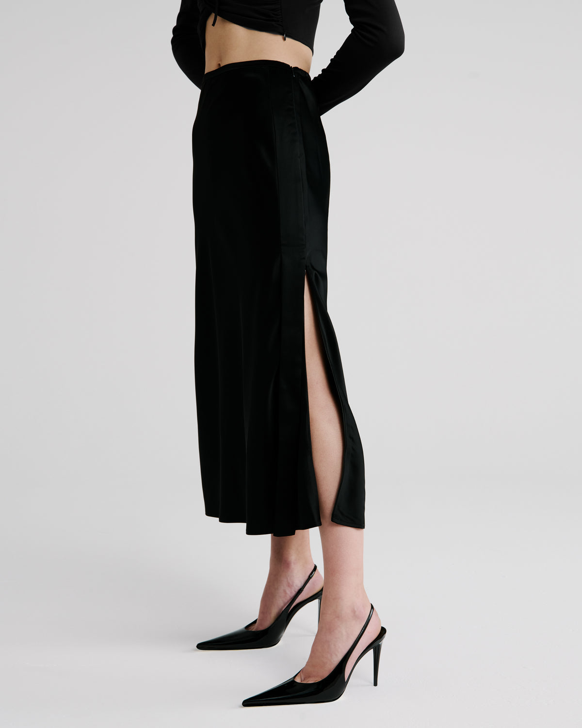 Goya Skirt in black Cady Satin