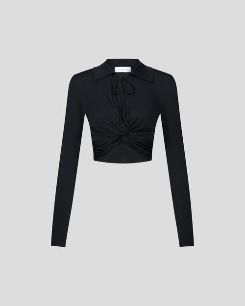 Eiza top in crepe jersey with a sculptural twist front