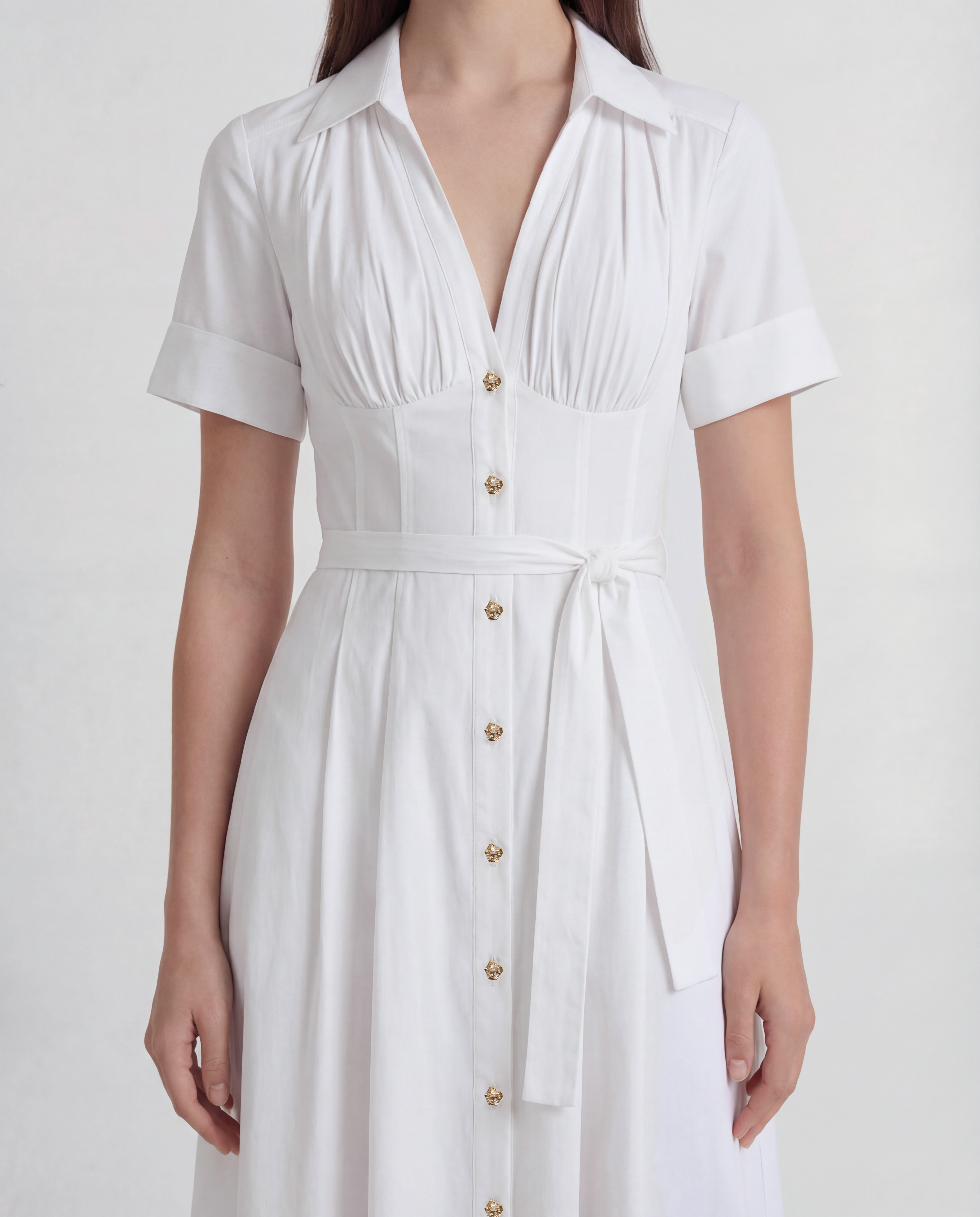 Faena dress in refined Italian cotton with a corseted bodice